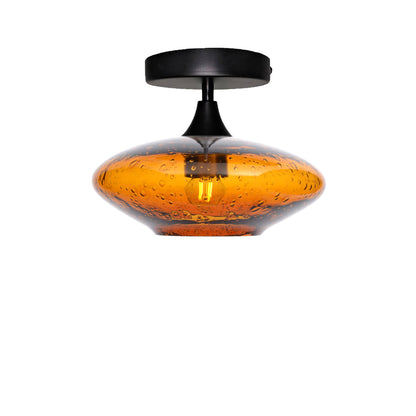 951 Lunar: Semi Flush Light-Glass-Bicycle Glass Co - Hotshop-Golden Amber-Matte Black-Bicycle Glass Co