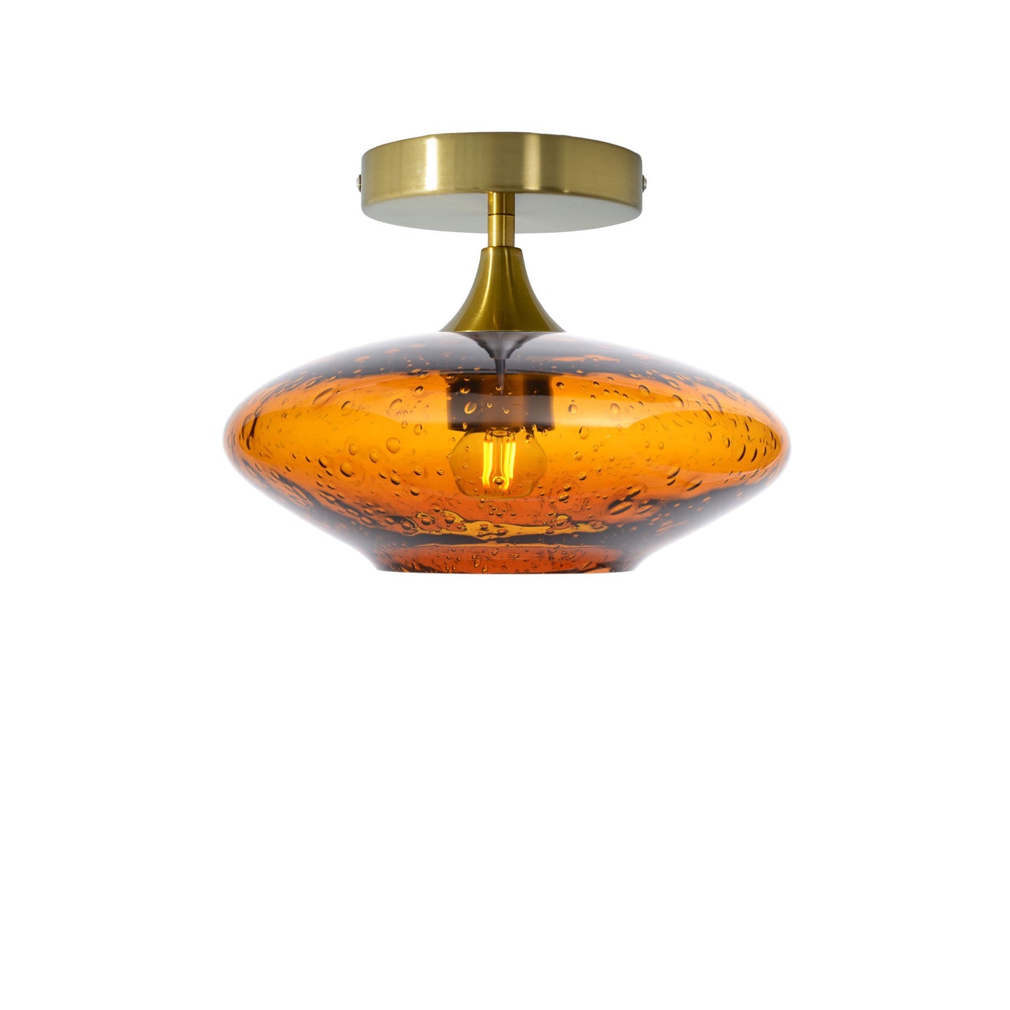 951 Lunar: Semi Flush Light-Glass-Bicycle Glass Co - Hotshop-Golden Amber-Polished Brass-Bicycle Glass Co