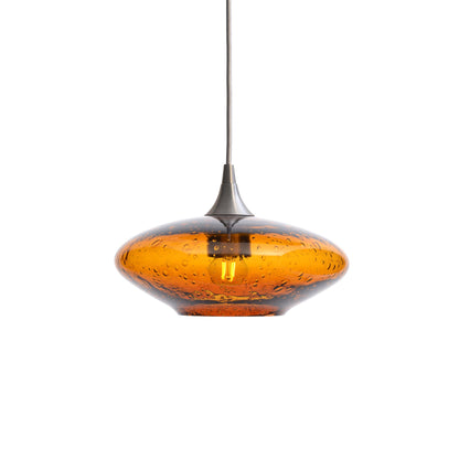 951 Lunar: Single Pendant Light-Glass-Bicycle Glass Co - Hotshop-Golden Amber-Brushed Nickel-Bicycle Glass Co