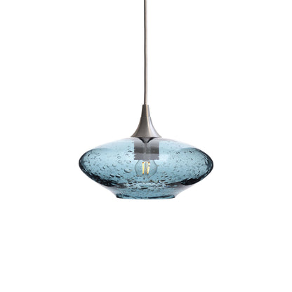 951 Lunar: Single Pendant Light-Glass-Bicycle Glass Co - Hotshop-Slate Gray-Brushed Nickel-Bicycle Glass Co