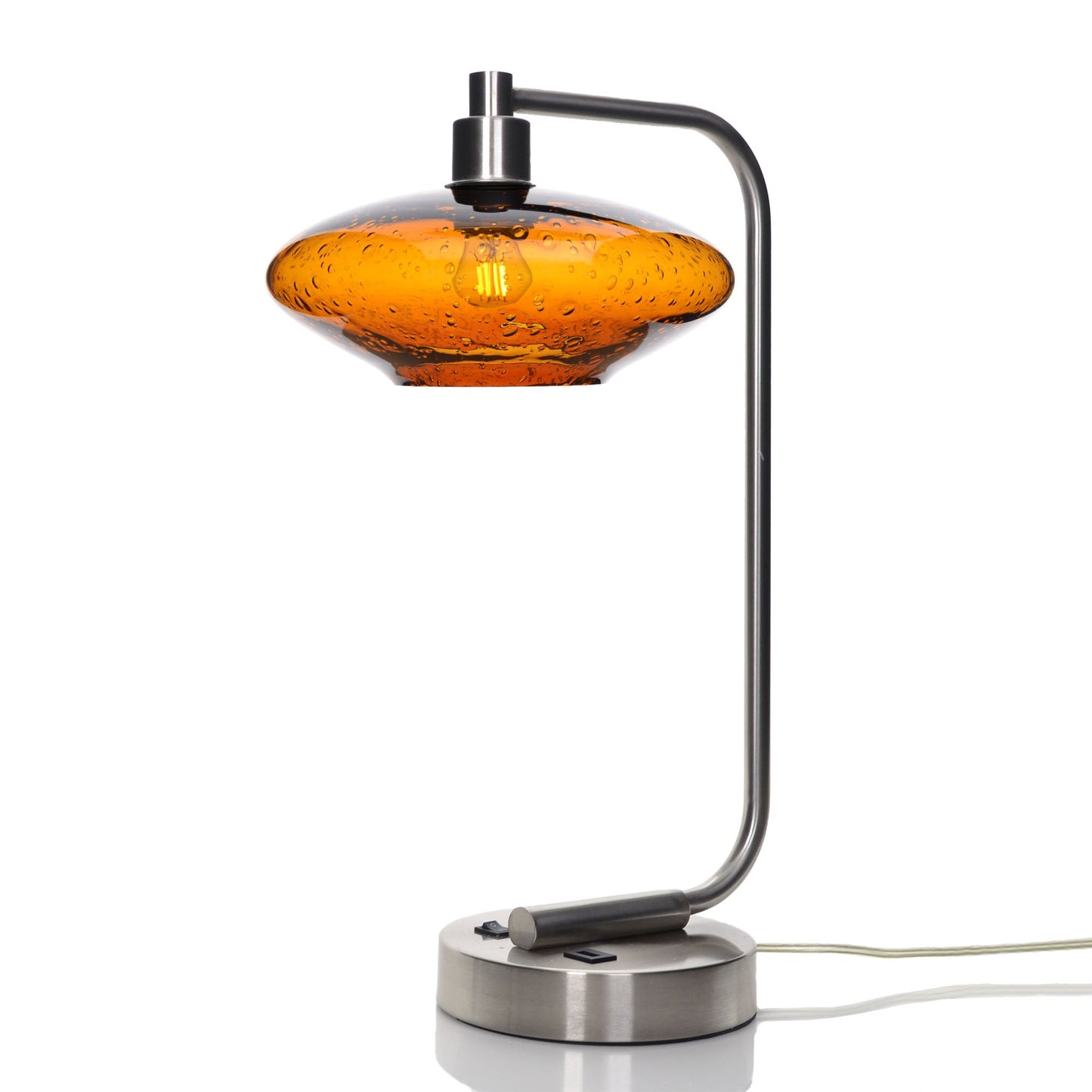 951 Lunar: Table Lamp-Glass-Bicycle Glass Co - Hotshop-Golden Amber-Brushed Nickel-Bicycle Glass Co