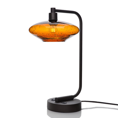 951 Lunar: Table Lamp-Glass-Bicycle Glass Co - Hotshop-Golden Amber-Matte Black-Bicycle Glass Co