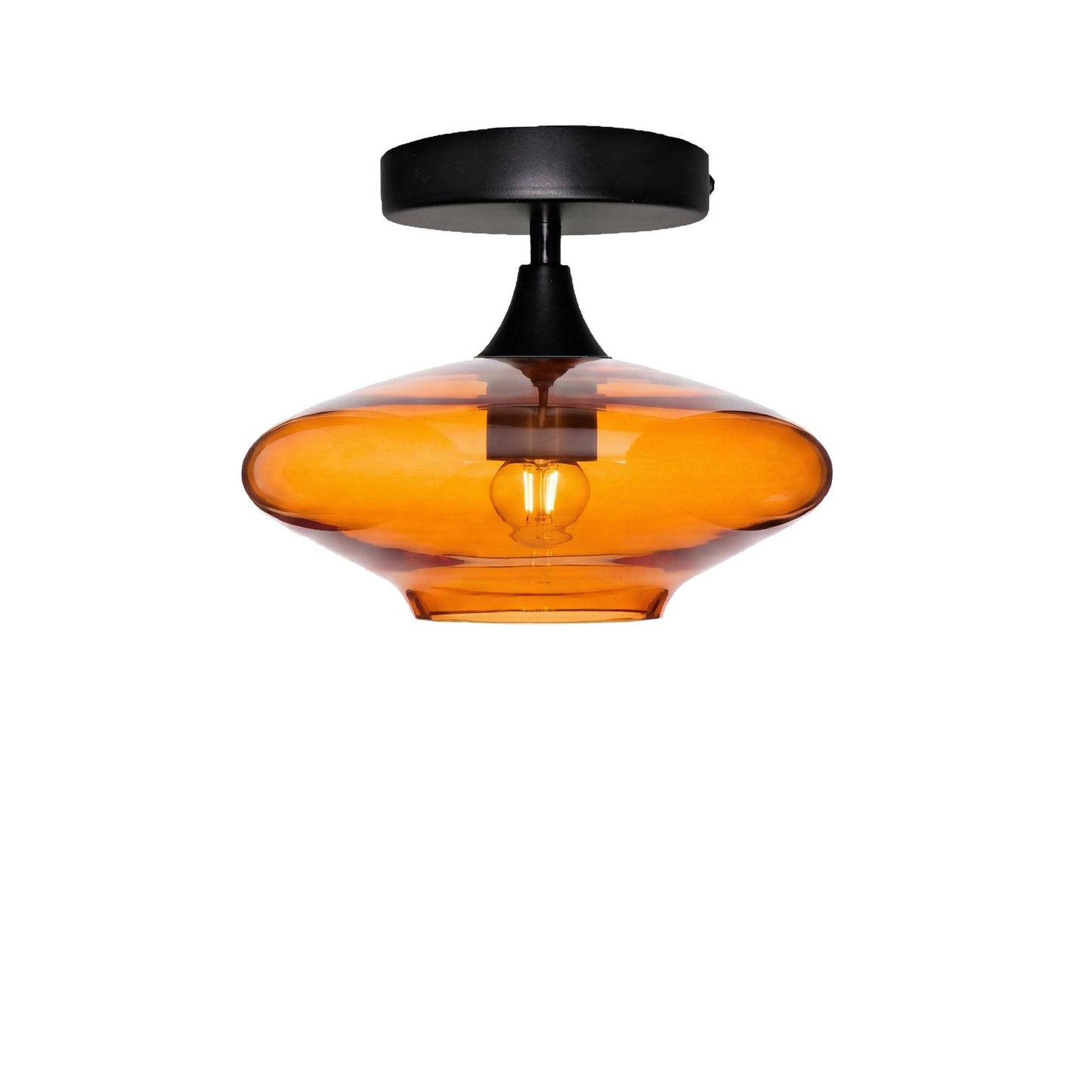 951 Semi-Flush Light-Bicycle Glass Co - Hotshop-Lucent-Golden Amber-Matte Black-Bicycle Glass Co