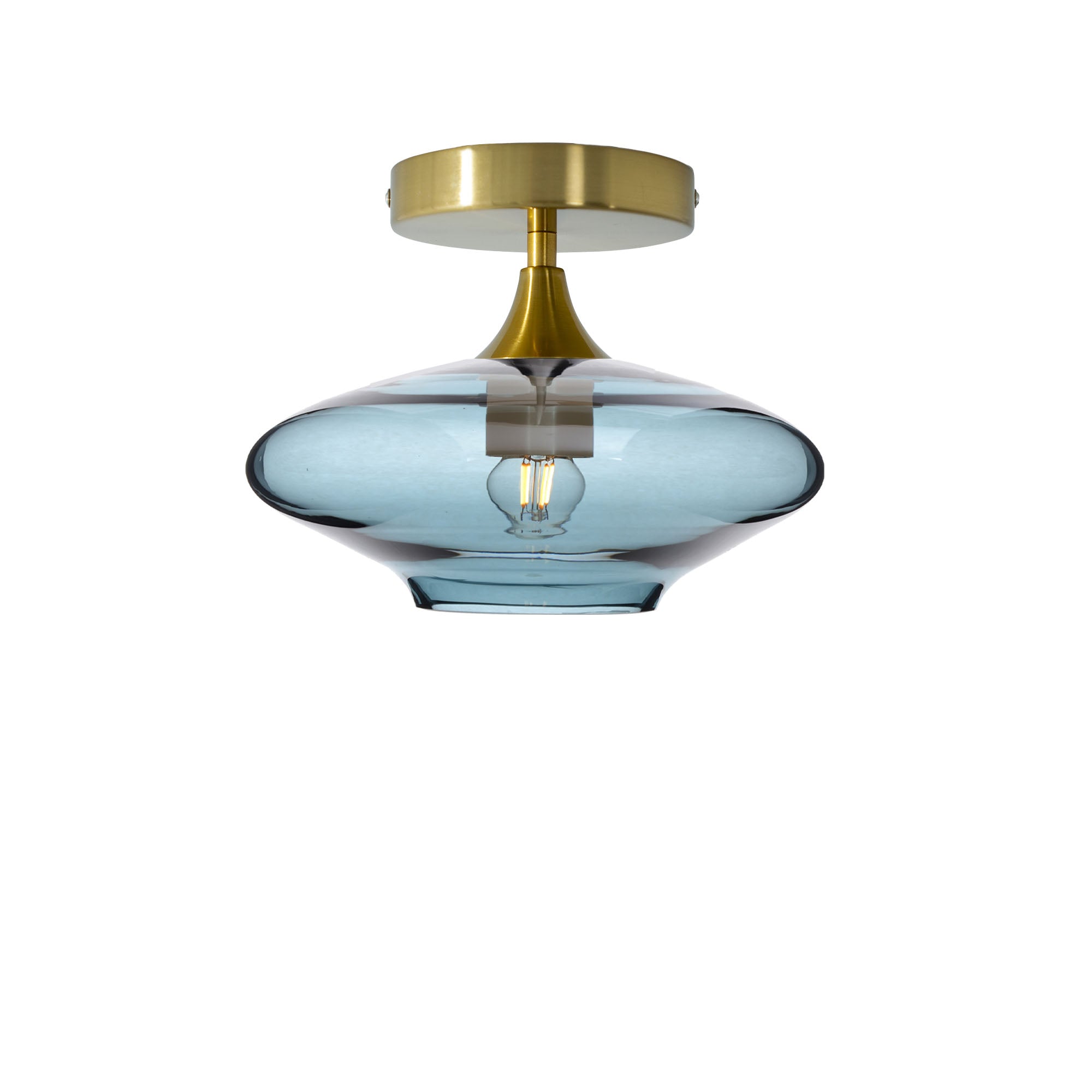 951 Semi-Flush-Bicycle Glass Co - Hotshop-Lucent-Slate Gray-Polished Brass-Bicycle Glass Co
