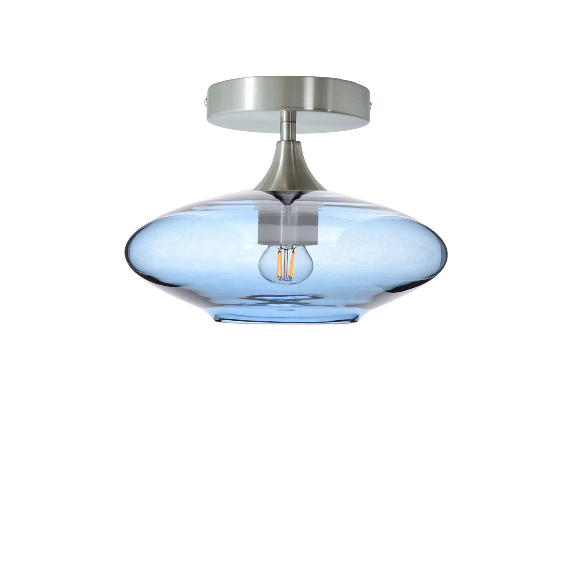 951 Semi-Flush-Bicycle Glass Co - Hotshop-Lucent-Steel Blue-Brushed Nickel-Bicycle Glass Co