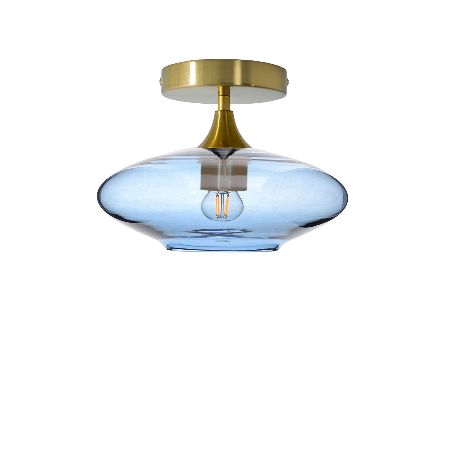 951 Semi-Flush-Bicycle Glass Co - Hotshop-Lucent-Steel Blue-Polished Brass-Bicycle Glass Co