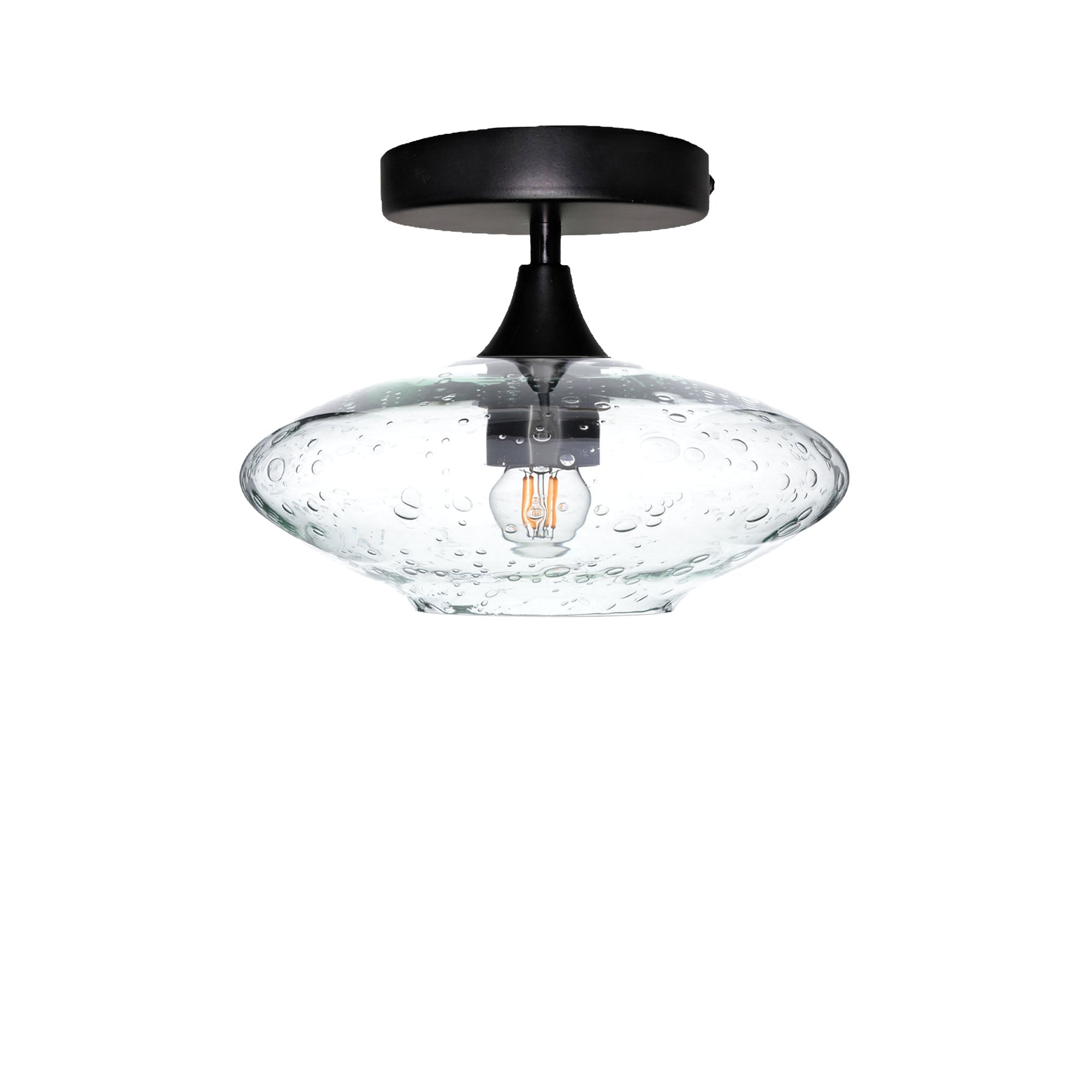 951 Semi-Flush-Bicycle Glass Co - Hotshop-Lunar-Eco Clear-Matte Black-Bicycle Glass Co