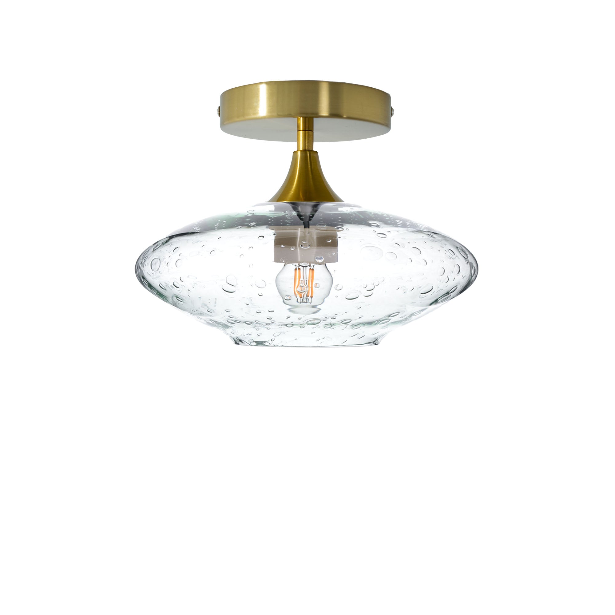 951 Semi-Flush-Bicycle Glass Co - Hotshop-Lunar-Eco Clear-Polished Brass-Bicycle Glass Co