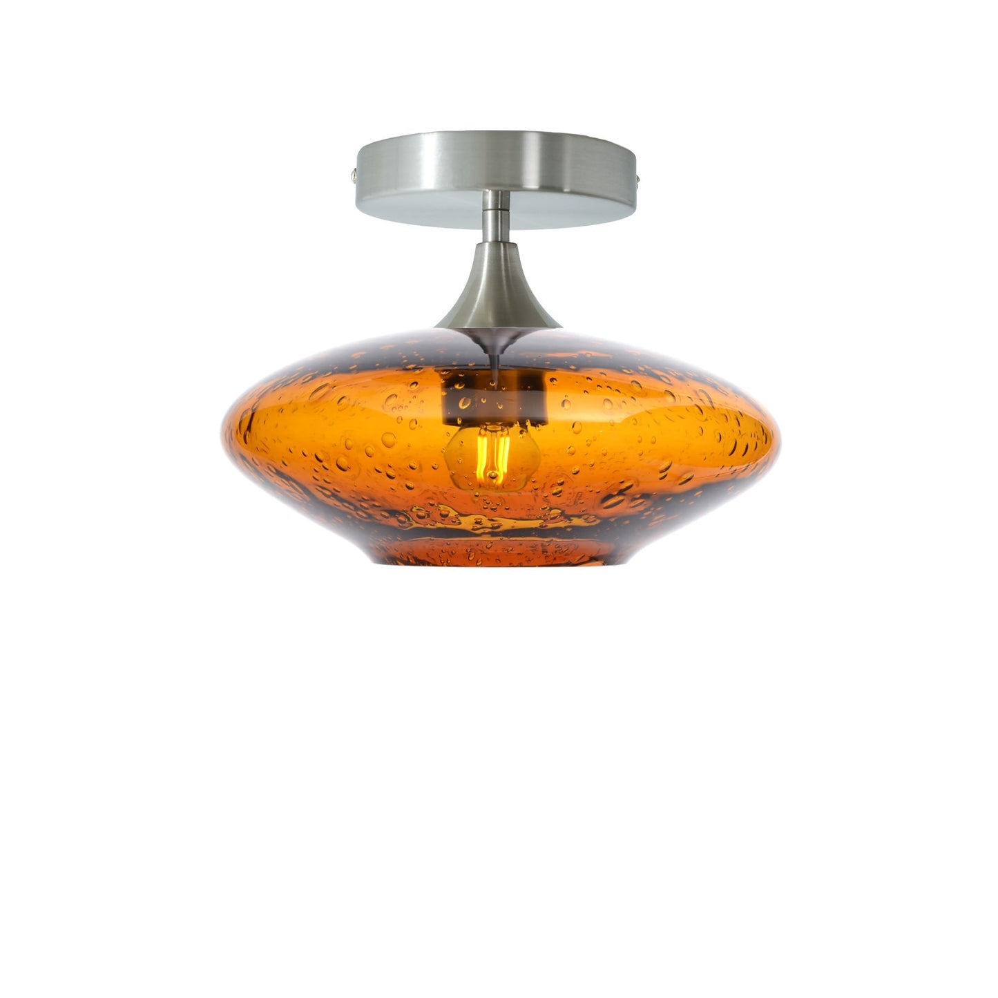 951 Semi-Flush-Bicycle Glass Co - Hotshop-Lunar-Golden Amber-Brushed Nickel-Bicycle Glass Co