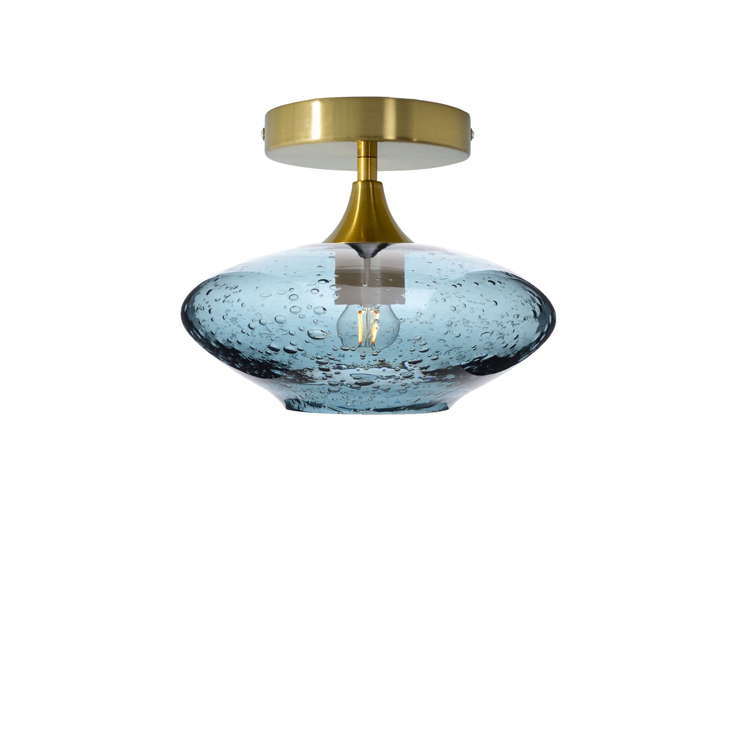 951 Semi-Flush-Bicycle Glass Co - Hotshop-Lunar-Slate Gray-Polished Brass-Bicycle Glass Co