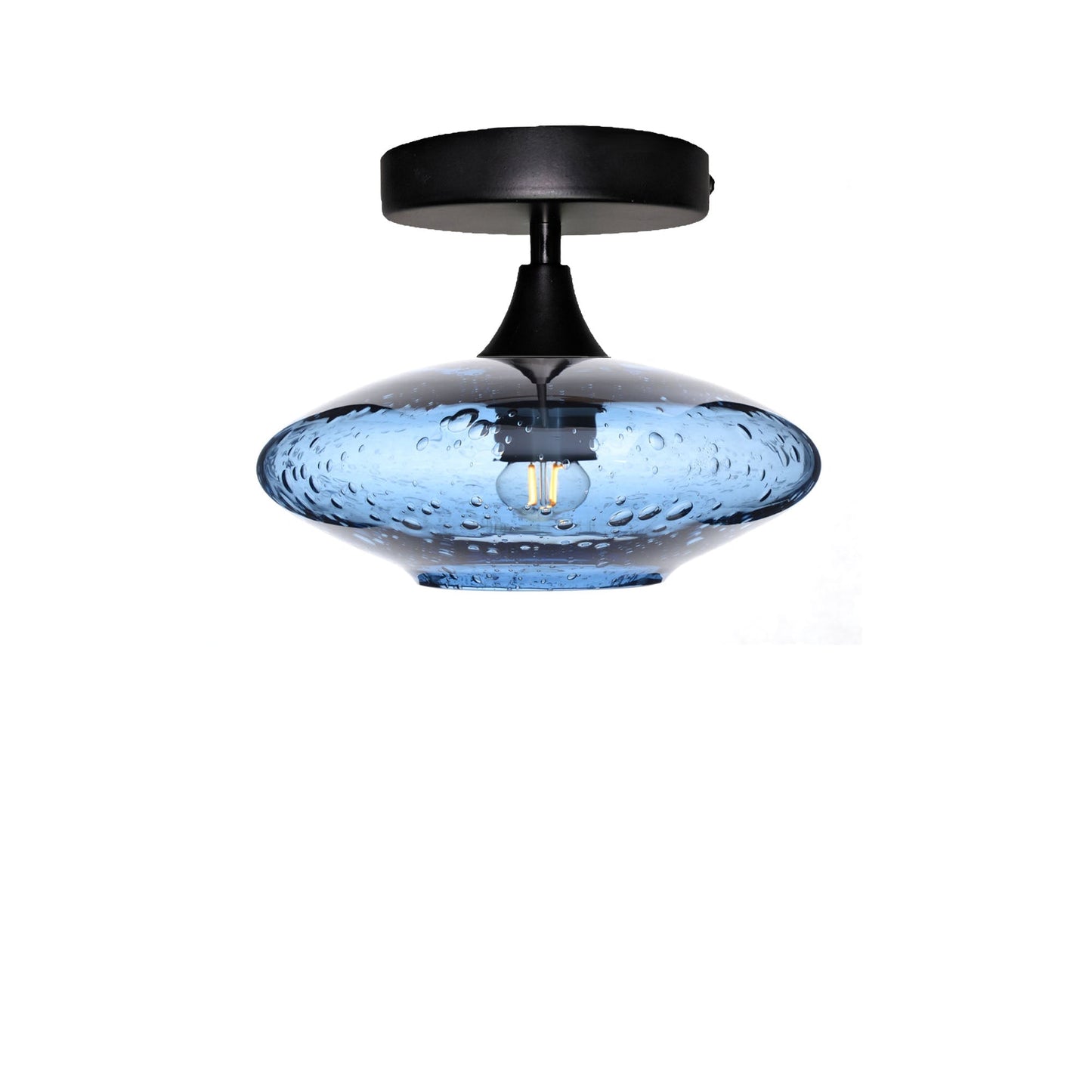 951 Semi-Flush-Bicycle Glass Co - Hotshop-Lunar-Steel Blue-Matte Black-Bicycle Glass Co