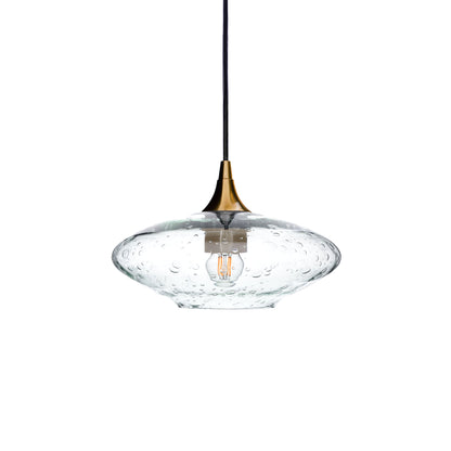 951 Single Pendant Light-Bicycle Glass Co-Polished Brass 15ft Cord + Track Mount-Lunar-Eco Clear-Bicycle Glass Co