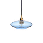 951 Single Pendant Light-Bicycle Glass Co-Polished Brass 15ft Cord + Track Mount-Lucent-Steel Blue-Bicycle Glass Co