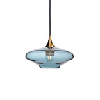 951 Single Pendant Light-Bicycle Glass Co-Polished Brass 15ft Cord + Track Mount-Lucent-Slate Gray-Bicycle Glass Co