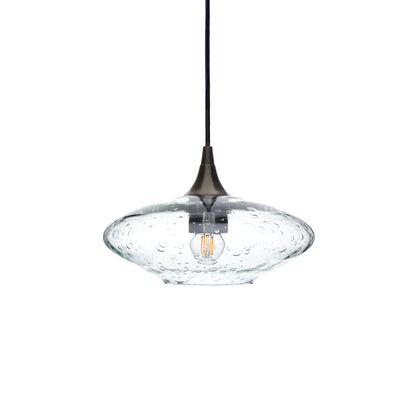 951 Single Pendant Light-Bicycle Glass Co-Antique Bronze 15ft Cord + Track Mount-Lunar-Eco Clear-Bicycle Glass Co