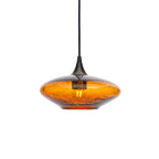 951 Single Pendant Light-Bicycle Glass Co-Antique Bronze 15ft Cord + Track Mount-Lunar-Golden Amber-Bicycle Glass Co