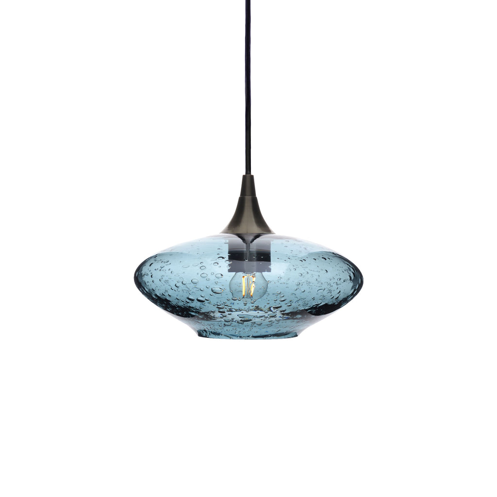 951 Single Pendant Light-Bicycle Glass Co-Antique Bronze 15ft Cord + Track Mount-Lunar-Slate Gray-Bicycle Glass Co