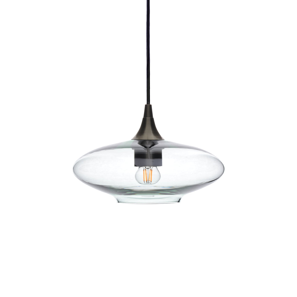 951 Single Pendant Light-Bicycle Glass Co-Antique Bronze 15ft Cord + Track Mount-Lucent-Eco Clear-Bicycle Glass Co
