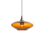 951 Single Pendant Light-Bicycle Glass Co-Brushed Nickel 15ft Cord + Track Mount-Lunar-Golden Amber-Bicycle Glass Co