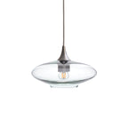 951 Single Pendant Light-Bicycle Glass Co-Brushed Nickel 15ft Cord + Track Mount-Lucent-Eco Clear-Bicycle Glass Co