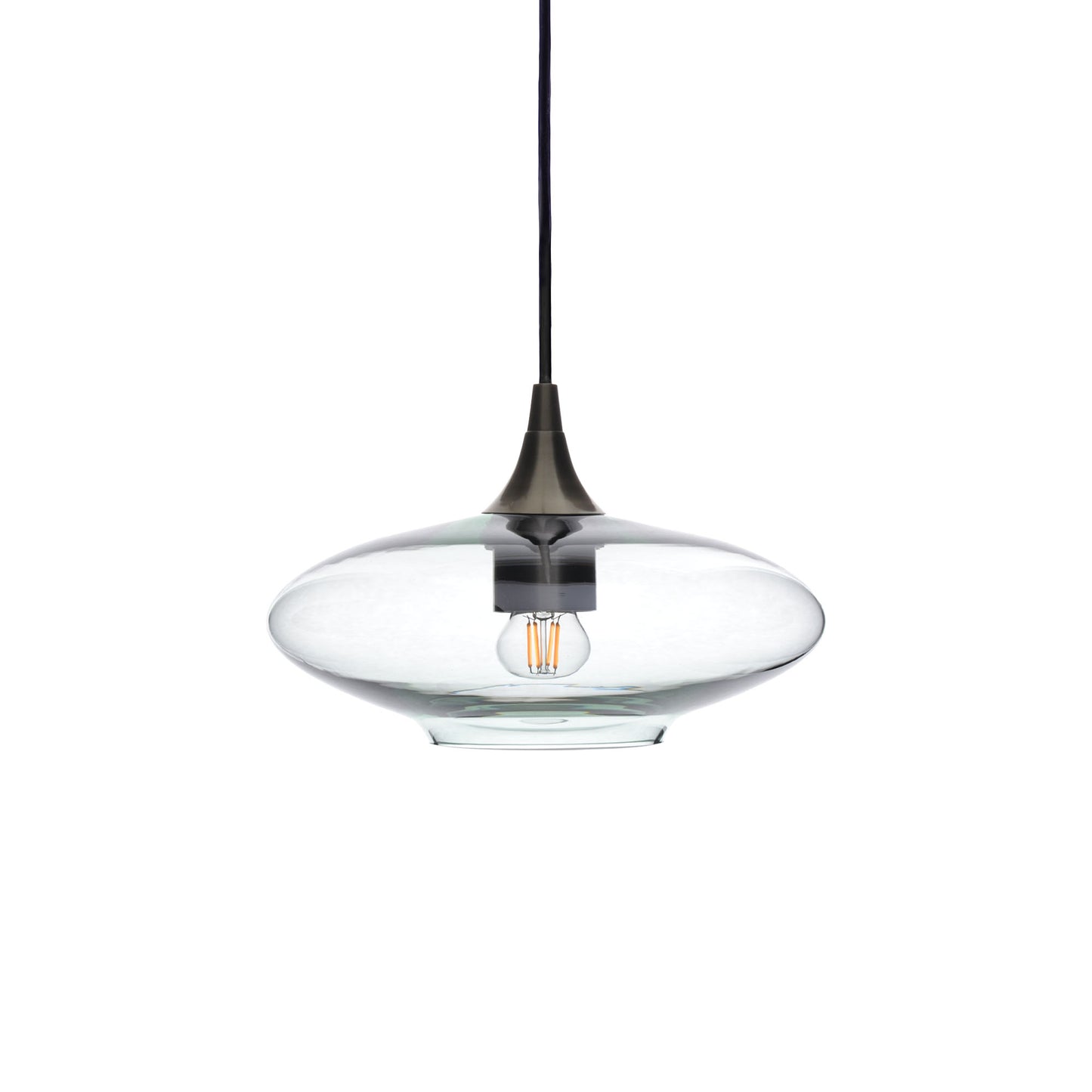 951 Single Pendant Light-Bicycle Glass Co-Antique Bronze - 4ft Cord-Lucent-Eco Clear-Bicycle Glass Co