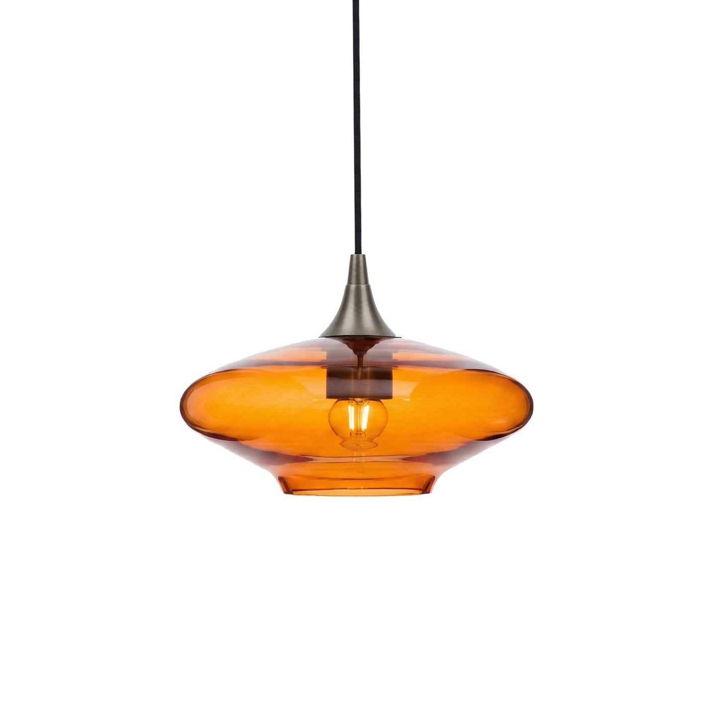 951 Single Pendant Light-Bicycle Glass Co-Antique Bronze - 4ft Cord-Lucent-Golden Amber-Bicycle Glass Co