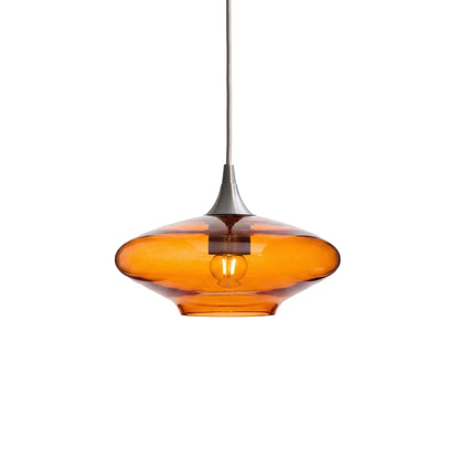 951 Single Pendant Light-Bicycle Glass Co-Brushed Nickel - 4ft Cord-Lucent-Golden Amber-Bicycle Glass Co