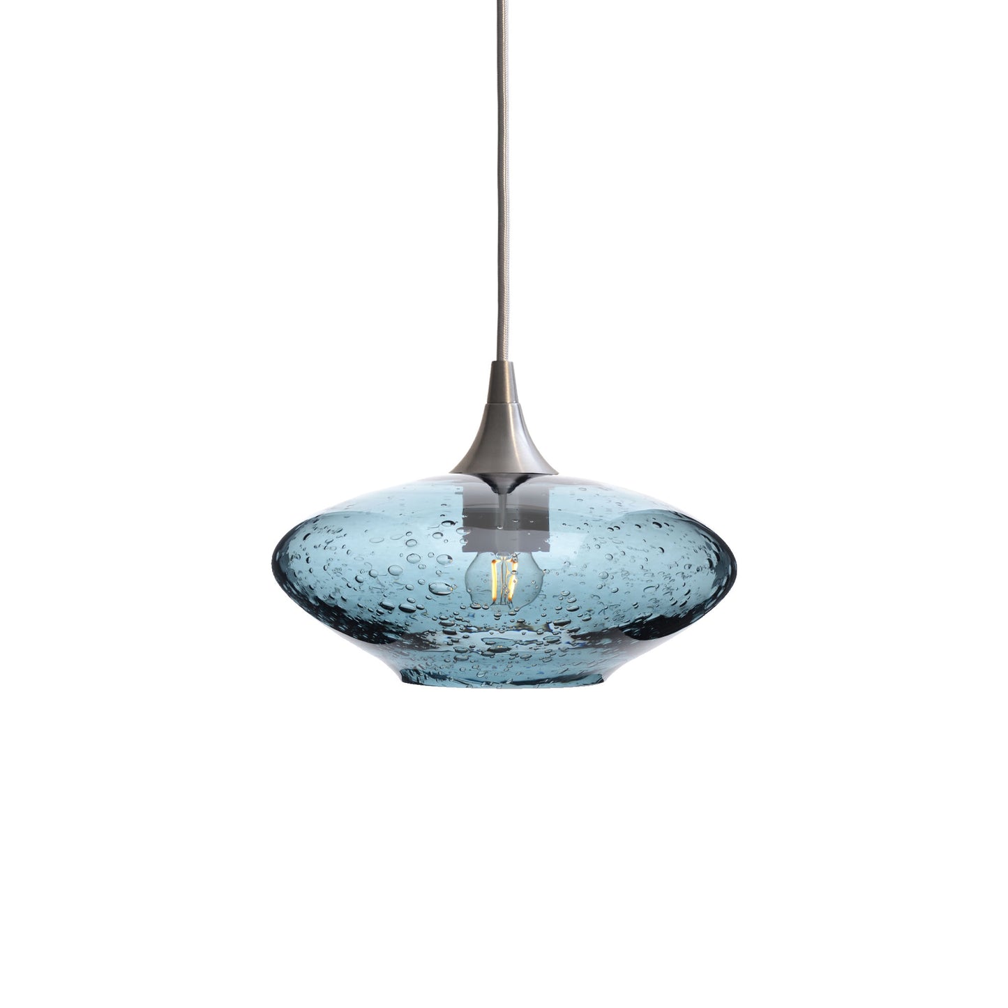 951 Single Pendant Light-Bicycle Glass Co-Brushed Nickel - 4ft Cord-Lunar-Slate Gray-Bicycle Glass Co