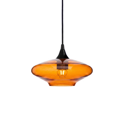951 Single Pendant Light-Bicycle Glass Co-Matte Black - 4ft Cord-Lucent-Golden Amber-Bicycle Glass Co