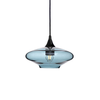 951 Single Pendant Light-Bicycle Glass Co-Matte Black 15ft Cord + Track Mount-Lucent-Slate Gray-Bicycle Glass Co