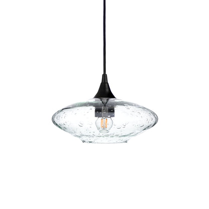 951 Single Pendant Light-Bicycle Glass Co-Matte Black 15ft Cord + Track Mount-Lunar-Eco Clear-Bicycle Glass Co