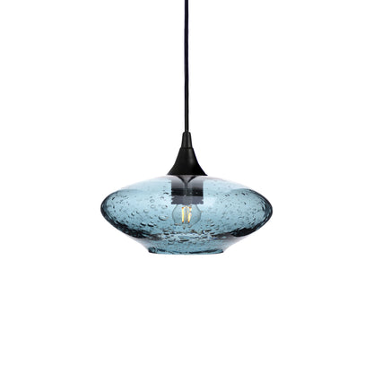 951 Single Pendant Light-Bicycle Glass Co-Matte Black 15ft Cord + Track Mount-Lunar-Slate Gray-Bicycle Glass Co
