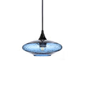 951 Single Pendant Light-Bicycle Glass Co-Matte Black 15ft Cord + Track Mount-Lunar-Steel Blue-Bicycle Glass Co