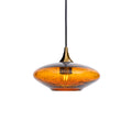 951 Single Pendant Light-Bicycle Glass Co-Polished Brass - 4ft Cord-Lunar-Golden Amber-Bicycle Glass Co