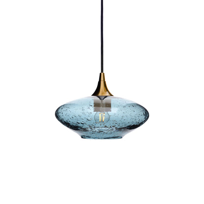 951 Single Pendant Light-Bicycle Glass Co-Polished Brass - 4ft Cord-Lunar-Slate Gray-Bicycle Glass Co