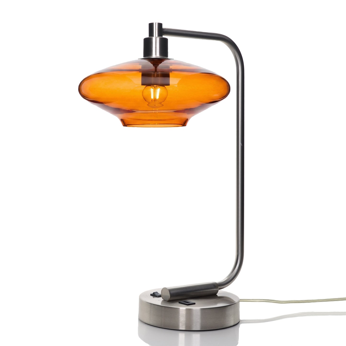 951 Table Lamp-Glass-Bicycle Glass Co - Hotshop-Lucent-Golden Amber-Brushed Nickel-Bicycle Glass Co