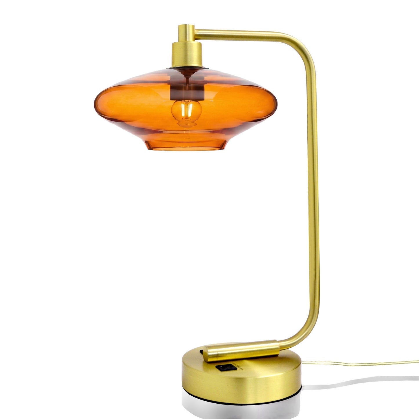 951 Table Lamp-Glass-Bicycle Glass Co - Hotshop-Lucent-Golden Amber-Satin Brass-Bicycle Glass Co