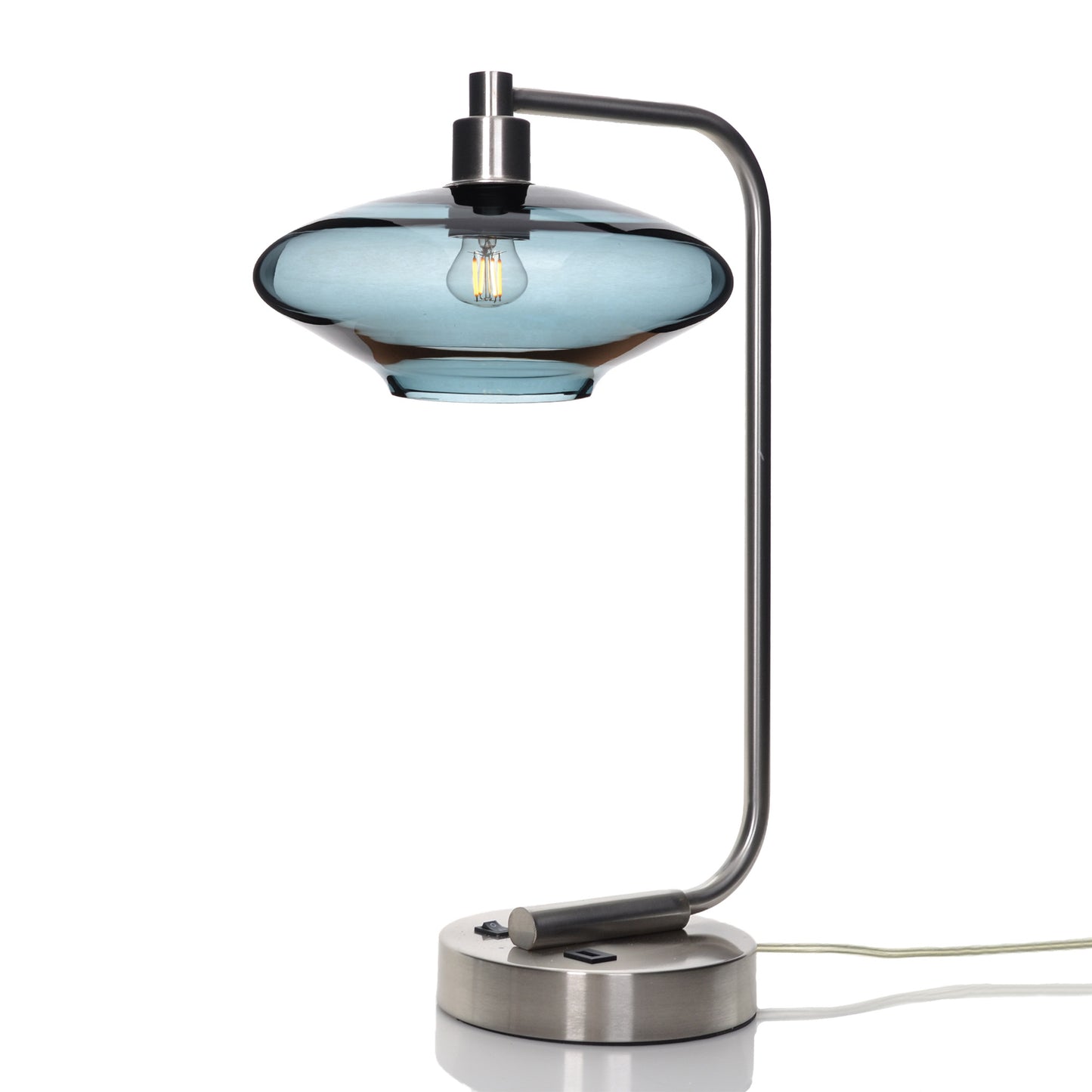 951 Table Lamp-Glass-Bicycle Glass Co - Hotshop-Lucent-Slate Gray-Brushed Nickel-Bicycle Glass Co