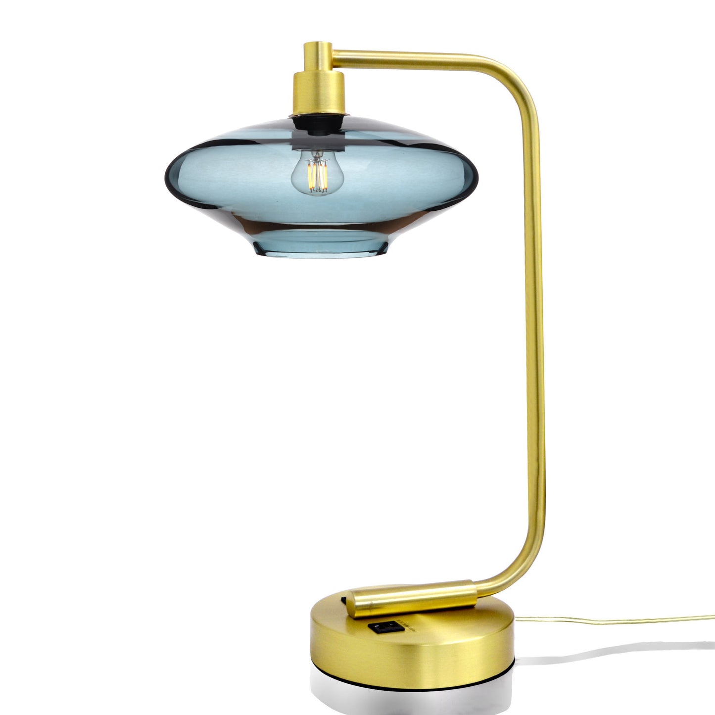 951 Table Lamp-Glass-Bicycle Glass Co - Hotshop-Lucent-Slate Gray-Satin Brass-Bicycle Glass Co