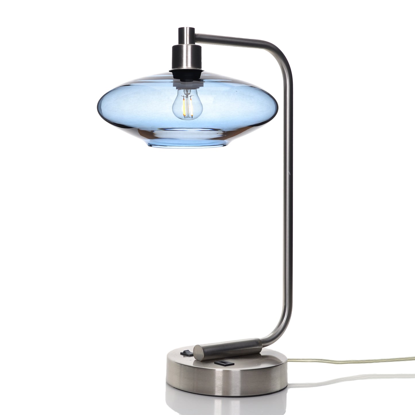 951 Table Lamp-Glass-Bicycle Glass Co - Hotshop-Lucent-Steel Blue-Brushed Nickel-Bicycle Glass Co