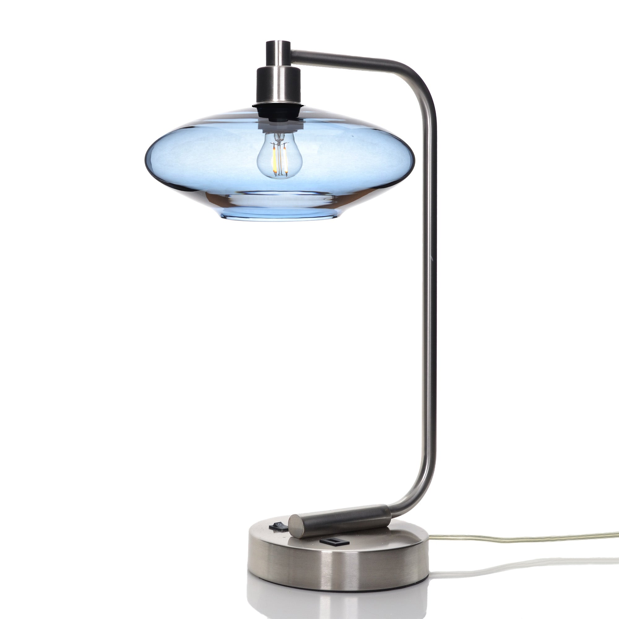 951 Table Lamp-Glass-Bicycle Glass Co - Hotshop-Lucent-Steel Blue-Brushed Nickel-Bicycle Glass Co