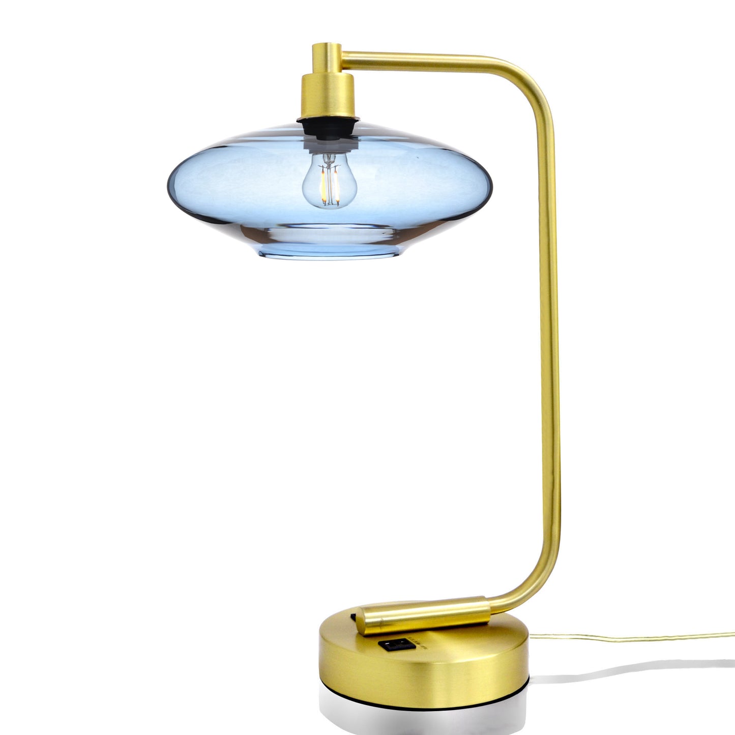 951 Table Lamp-Glass-Bicycle Glass Co - Hotshop-Lucent-Steel Blue-Satin Brass-Bicycle Glass Co