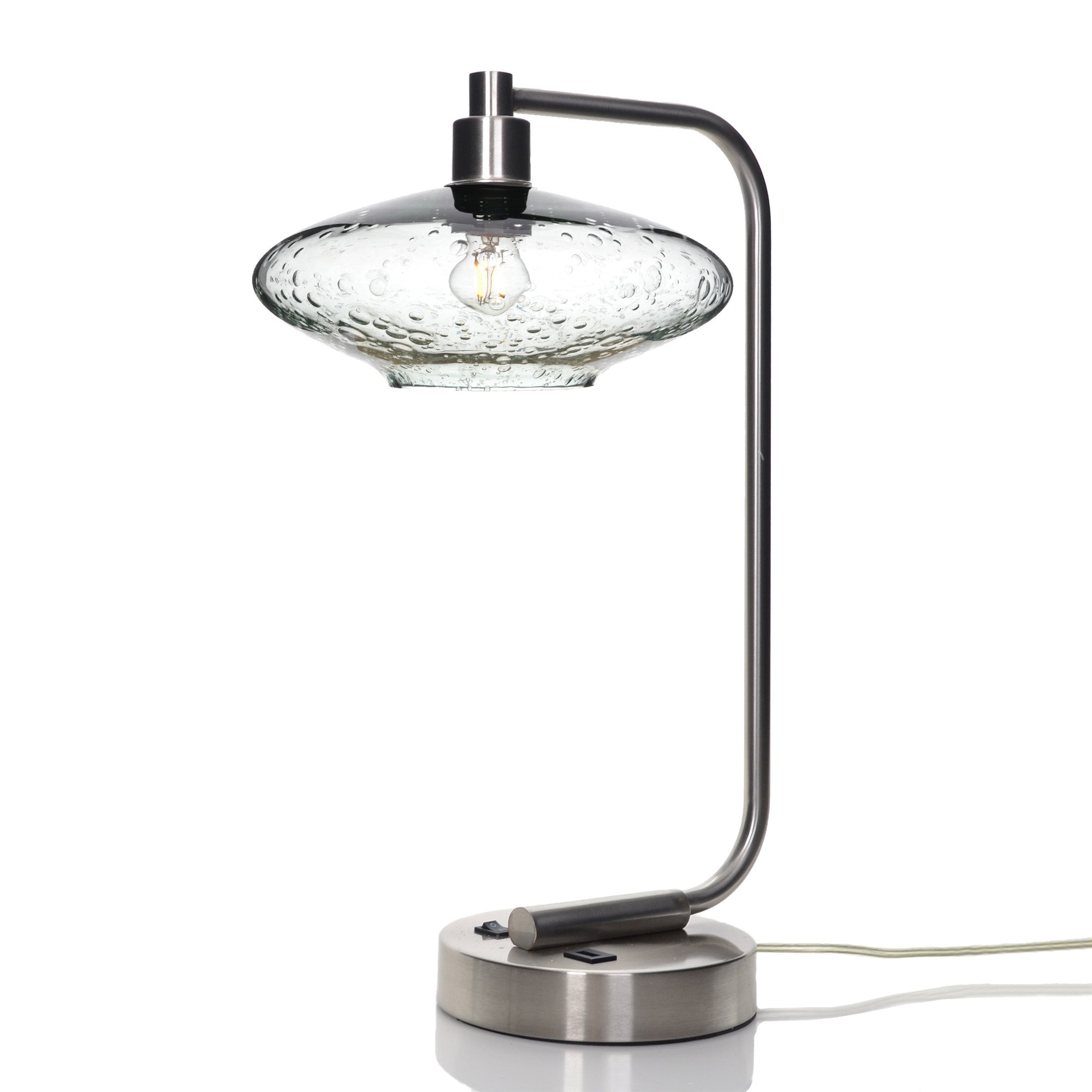 951 Table Lamp-Glass-Bicycle Glass Co - Hotshop-Lunar-Eco Clear-Brushed Nickel-Bicycle Glass Co