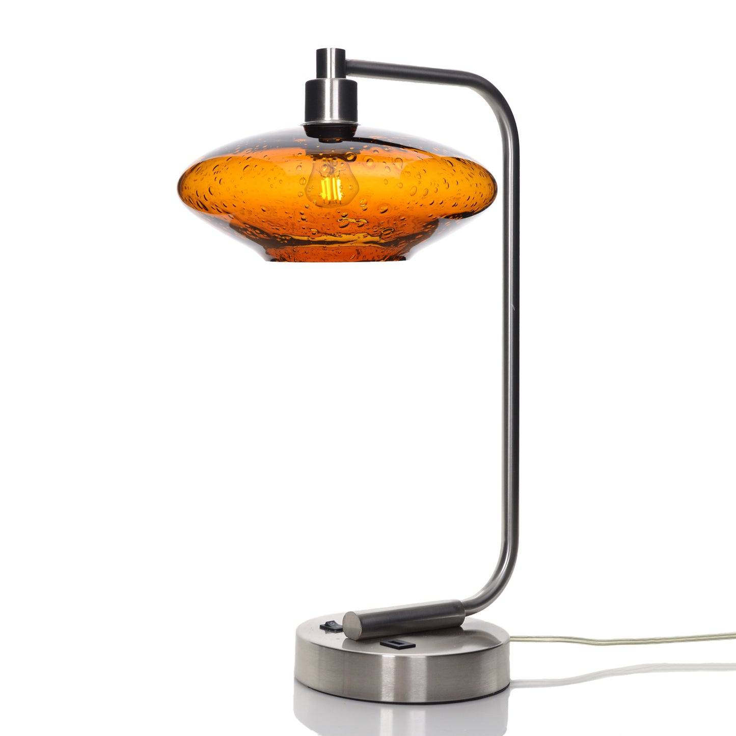 951 Table Lamp-Glass-Bicycle Glass Co - Hotshop-Lunar-Golden Amber-Brushed Nickel-Bicycle Glass Co