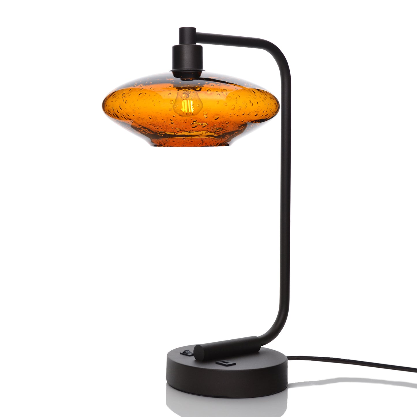 951 Table Lamp-Glass-Bicycle Glass Co - Hotshop-Lunar-Golden Amber-Matte Black-Bicycle Glass Co