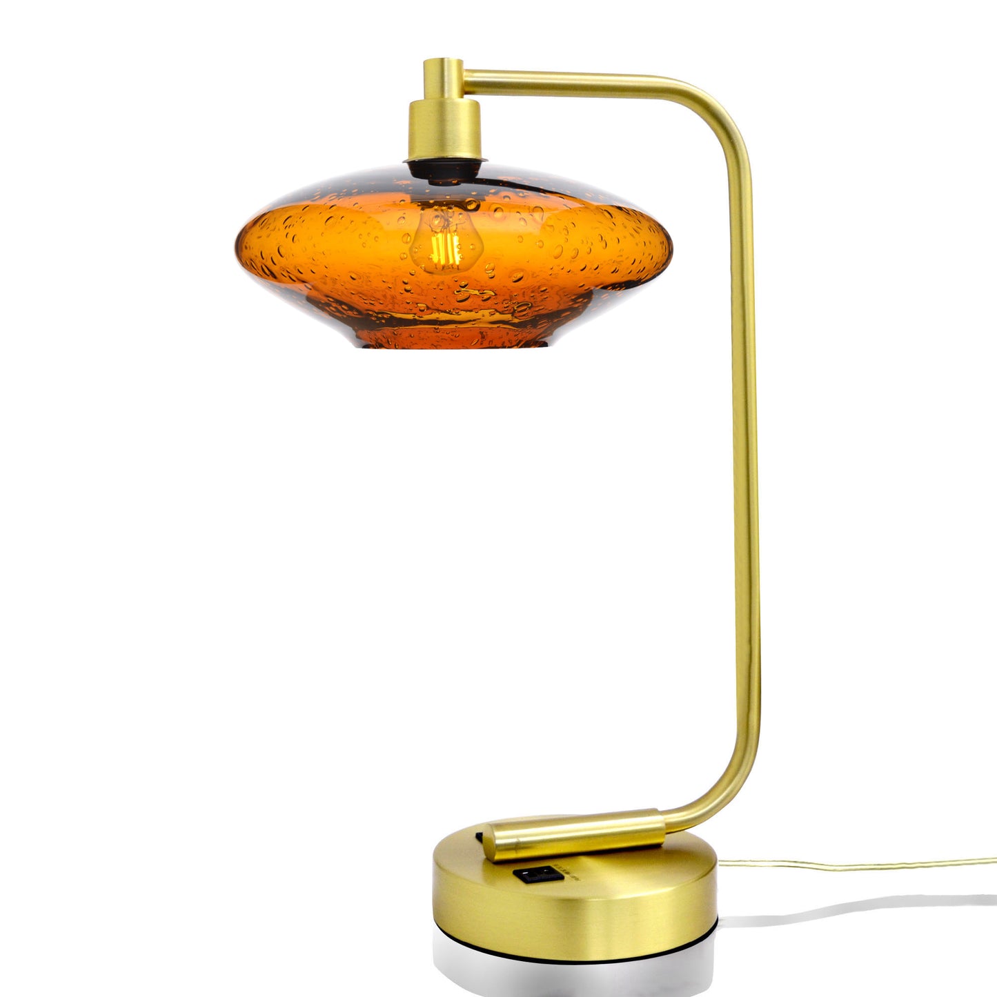 951 Table Lamp-Glass-Bicycle Glass Co - Hotshop-Lunar-Golden Amber-Satin Brass-Bicycle Glass Co