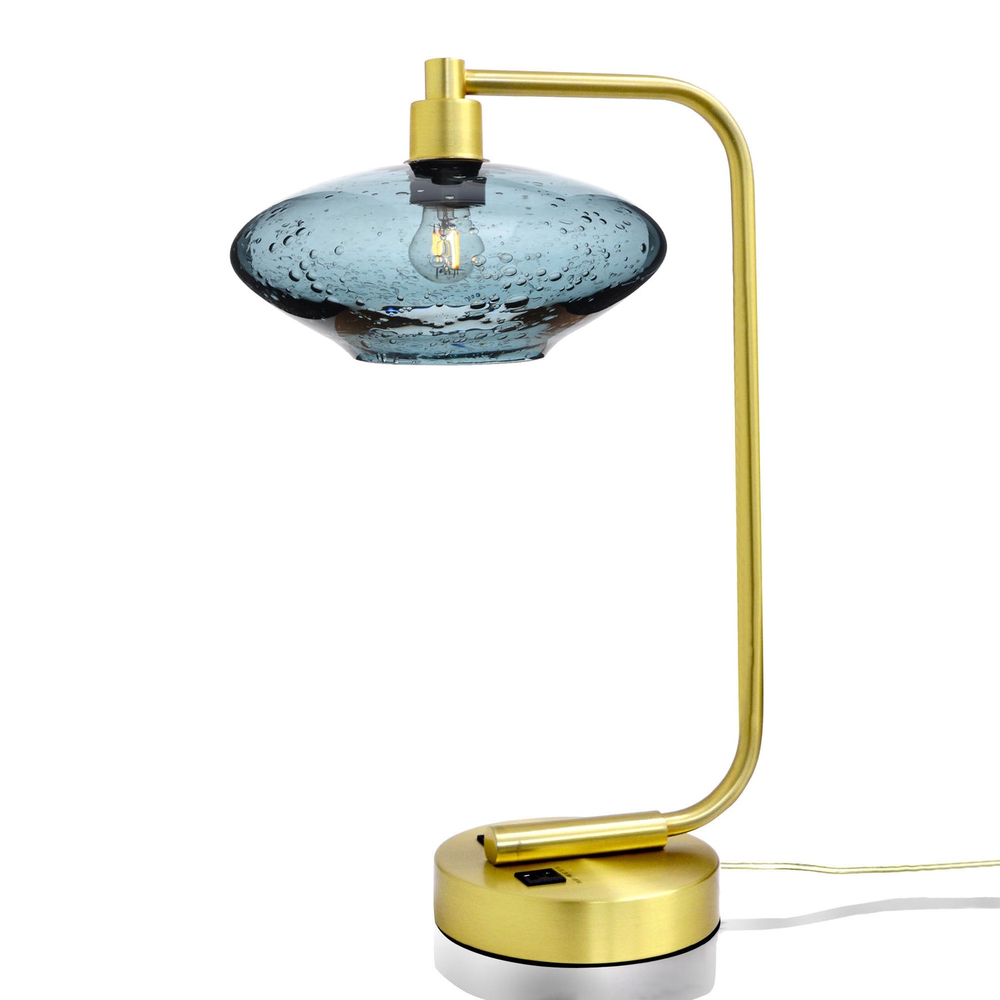 951 Table Lamp-Glass-Bicycle Glass Co - Hotshop-Lunar-Slate Gray-Satin Brass-Bicycle Glass Co