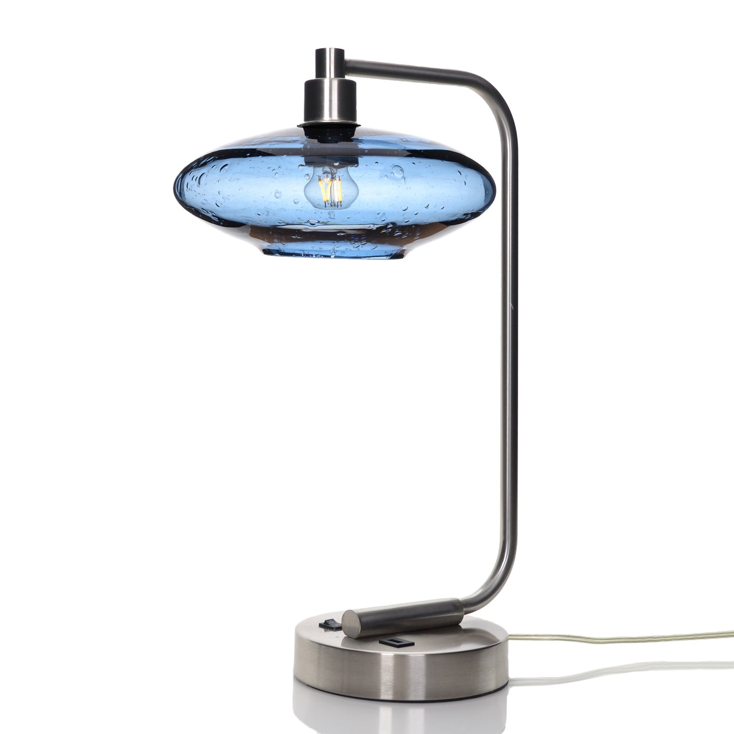 951 Table Lamp-Glass-Bicycle Glass Co - Hotshop-Lunar-Steel Blue-Brushed Nickel-Bicycle Glass Co