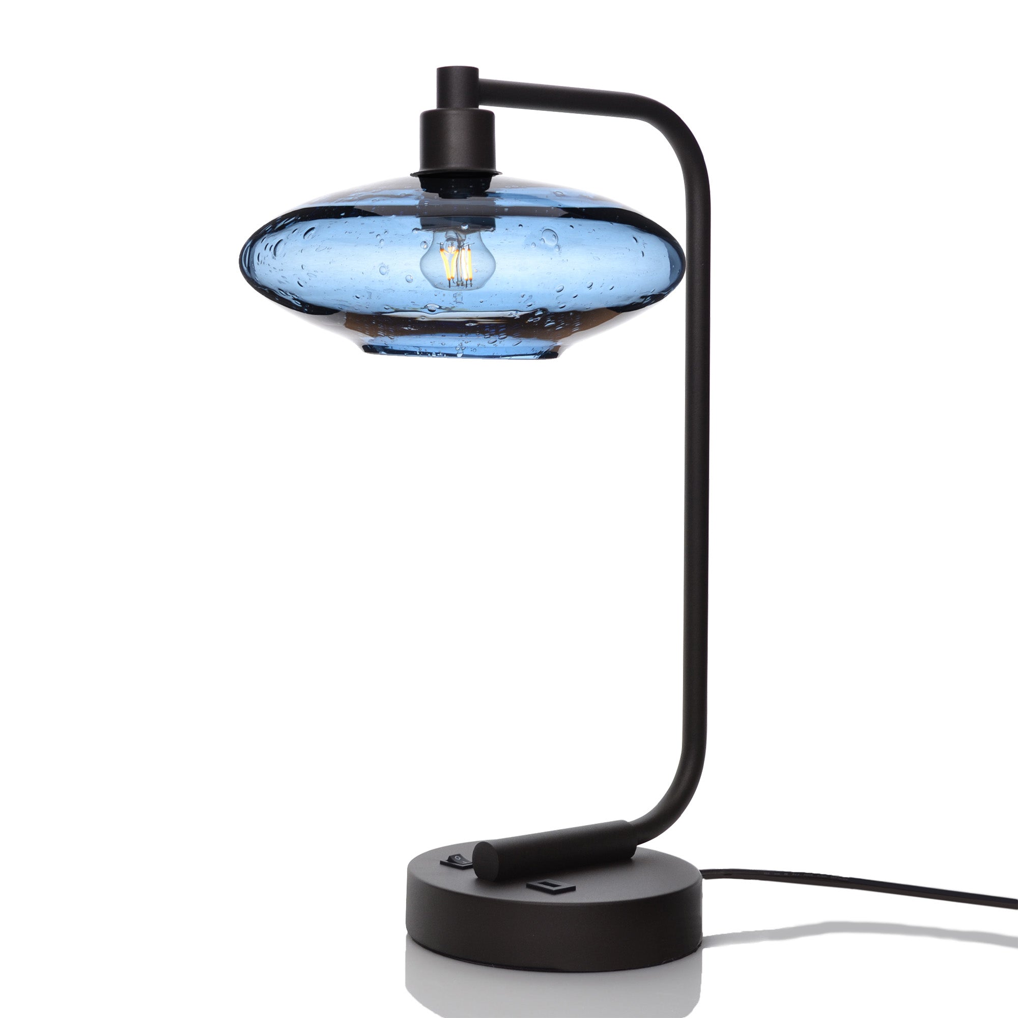951 Table Lamp-Glass-Bicycle Glass Co - Hotshop-Lunar-Steel Blue-Matte Black-Bicycle Glass Co