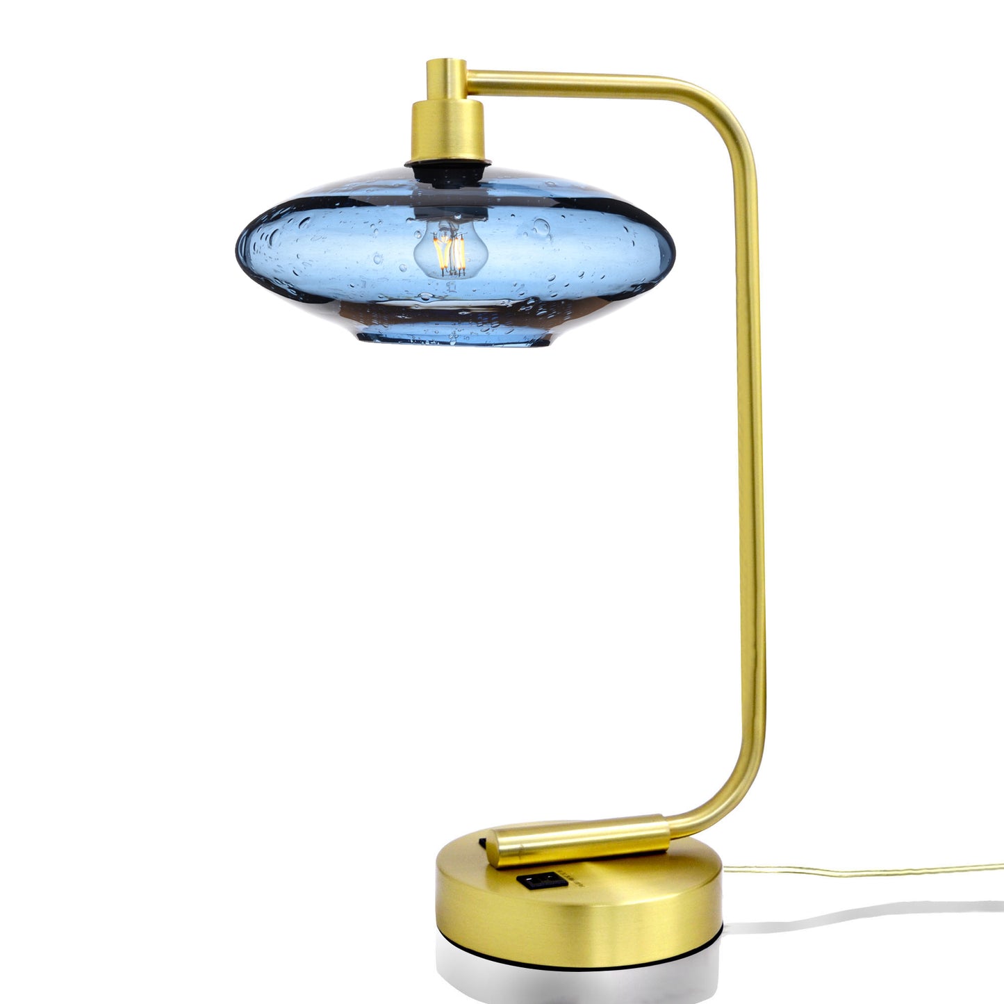 951 Table Lamp-Glass-Bicycle Glass Co - Hotshop-Lunar-Steel Blue-Satin Brass-Bicycle Glass Co